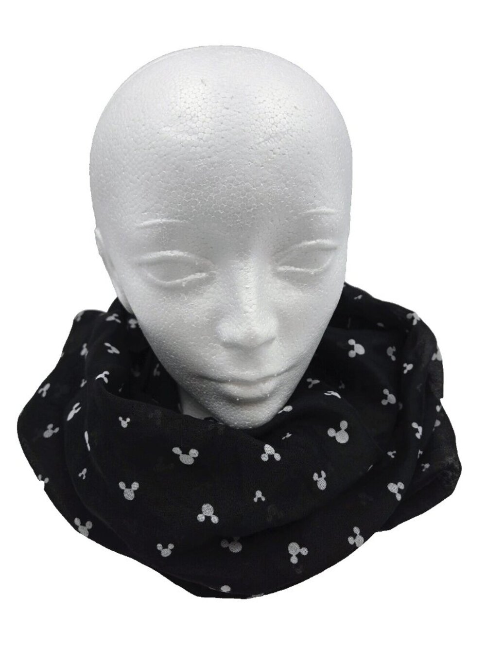 Disney Mickey Mouse Head Infinity Scarf Black White Read